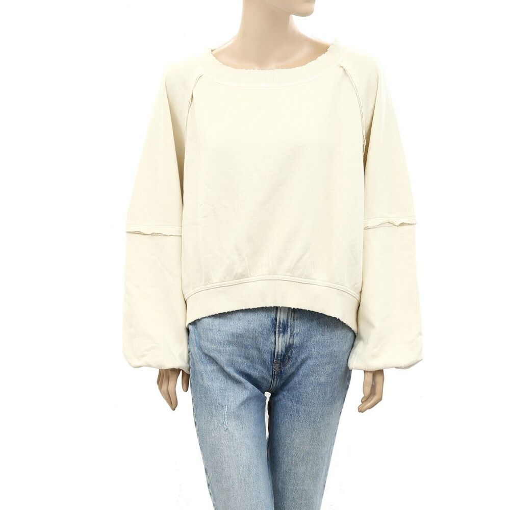 Free People Sweet Deets Sweatshirt Top Oversized Pullover Long Sleeves S 265869 - Picture 6 of 11